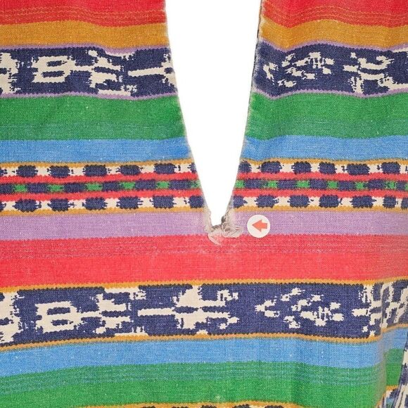 Vintage 60s Loungewear Muumuu Dress Womens XL Multi Southwestern Aztec Kaftan - Picture 7 of 12